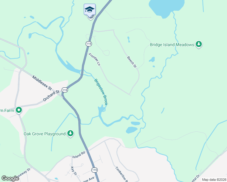 map of restaurants, bars, coffee shops, grocery stores, and more near 50 Beech Street in Millis