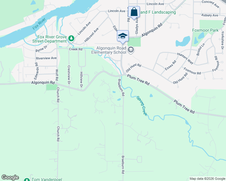 map of restaurants, bars, coffee shops, grocery stores, and more near 9833 Braeburn Road in Barrington