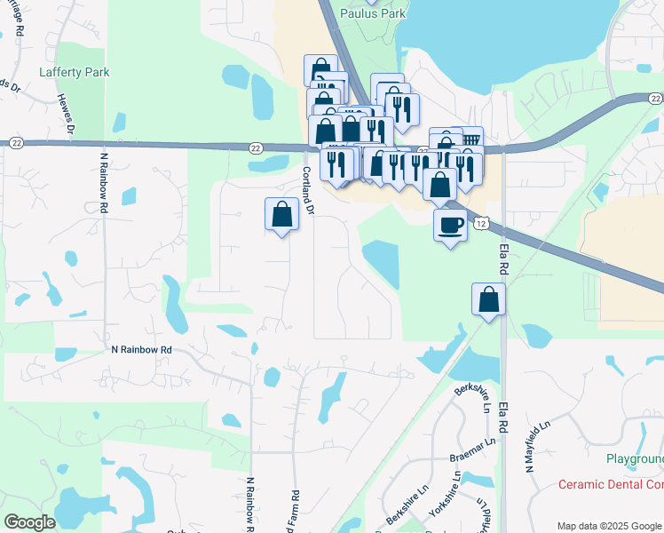 map of restaurants, bars, coffee shops, grocery stores, and more near 573 Peachtree Lane in Lake Zurich