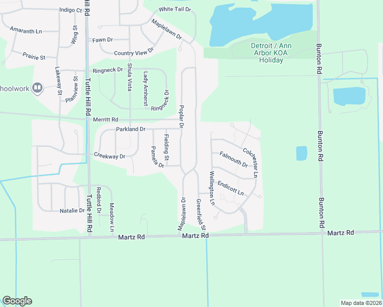 map of restaurants, bars, coffee shops, grocery stores, and more near 7140 Maplelawn Drive in Ypsilanti
