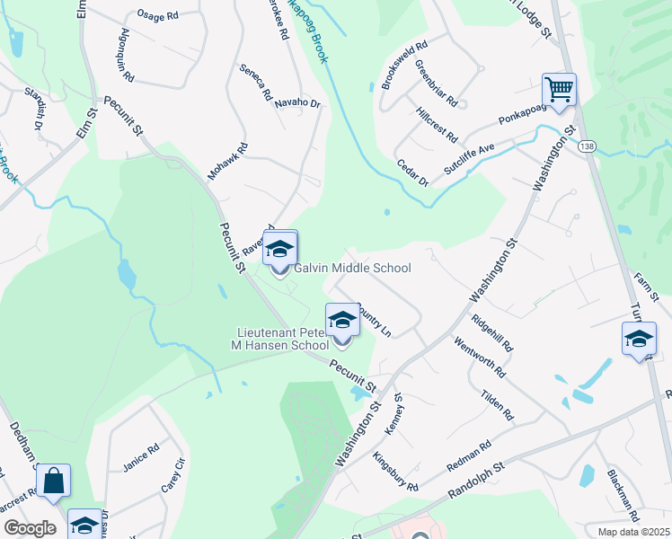 map of restaurants, bars, coffee shops, grocery stores, and more near 5 Surrey Lane in Canton