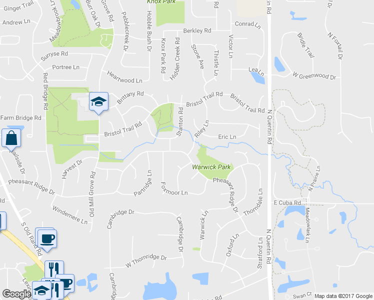 map of restaurants, bars, coffee shops, grocery stores, and more near 1176 Pheasant Ridge Drive in Lake Zurich