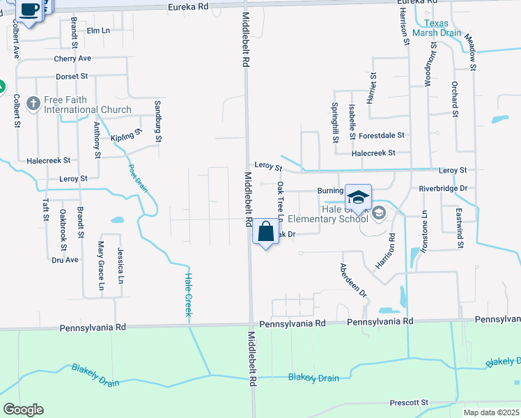 map of restaurants, bars, coffee shops, grocery stores, and more near 16259 Middlebelt Road in Romulus