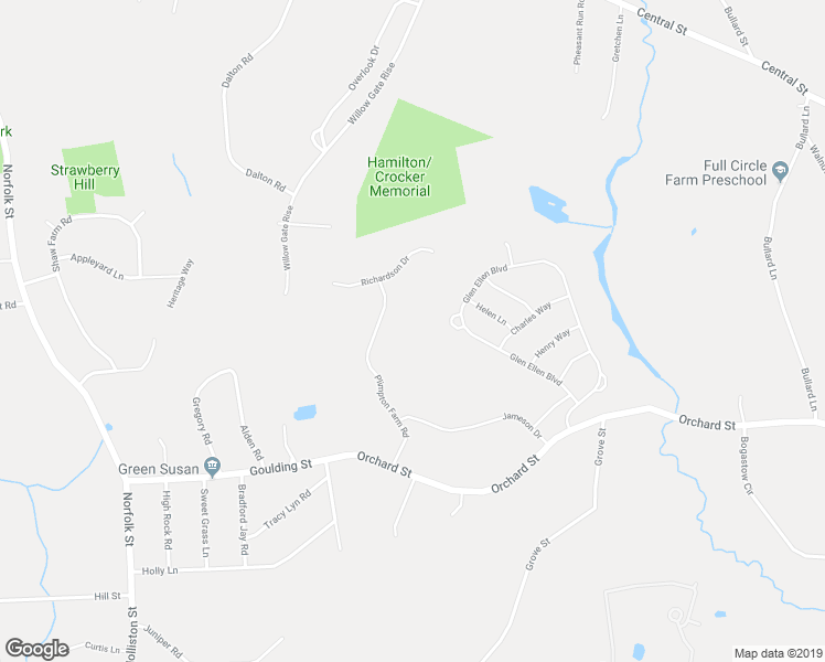 map of restaurants, bars, coffee shops, grocery stores, and more near 84D Orchard Street in Millis