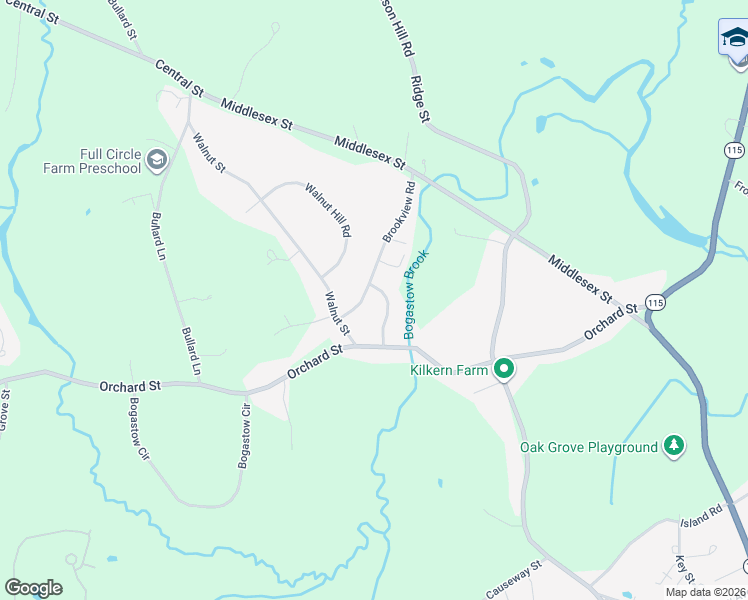 map of restaurants, bars, coffee shops, grocery stores, and more near 6 Brookview Road in Millis