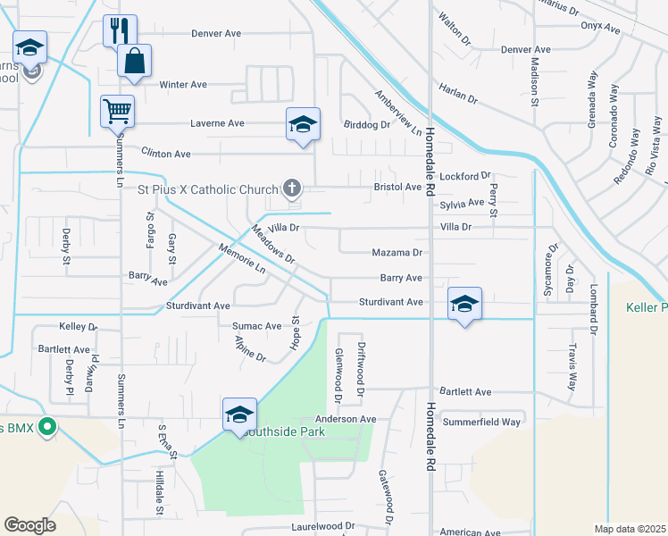 map of restaurants, bars, coffee shops, grocery stores, and more near 4534 Meadows Drive in Klamath Falls