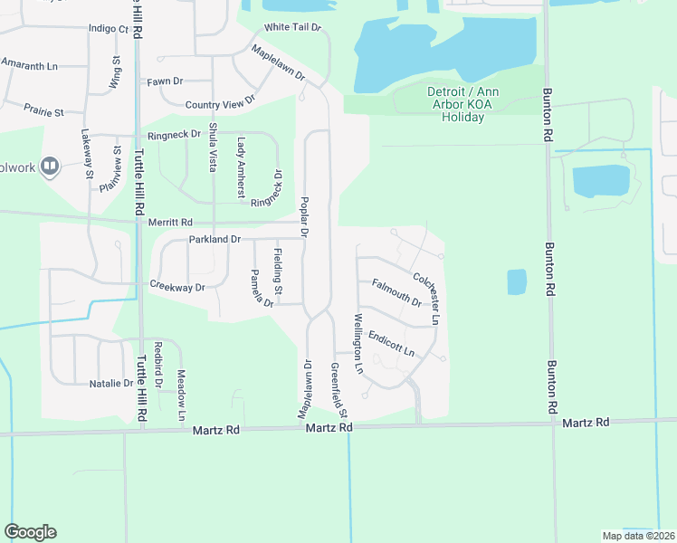 map of restaurants, bars, coffee shops, grocery stores, and more near 7140 Maplelawn Drive in Ypsilanti