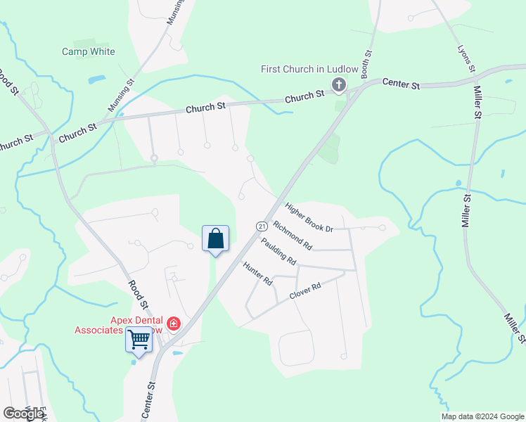 map of restaurants, bars, coffee shops, grocery stores, and more near 751 Massachusetts 21 in Ludlow