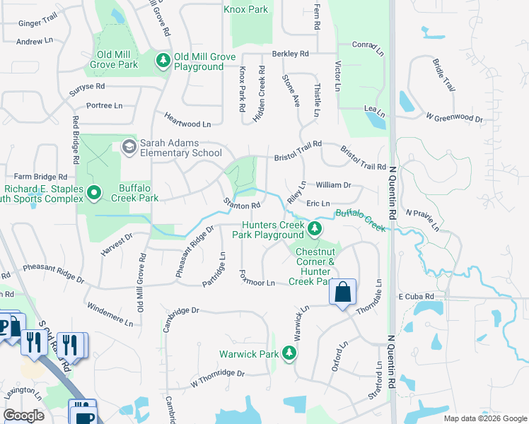 map of restaurants, bars, coffee shops, grocery stores, and more near 1176 Pheasant Ridge Drive in Lake Zurich