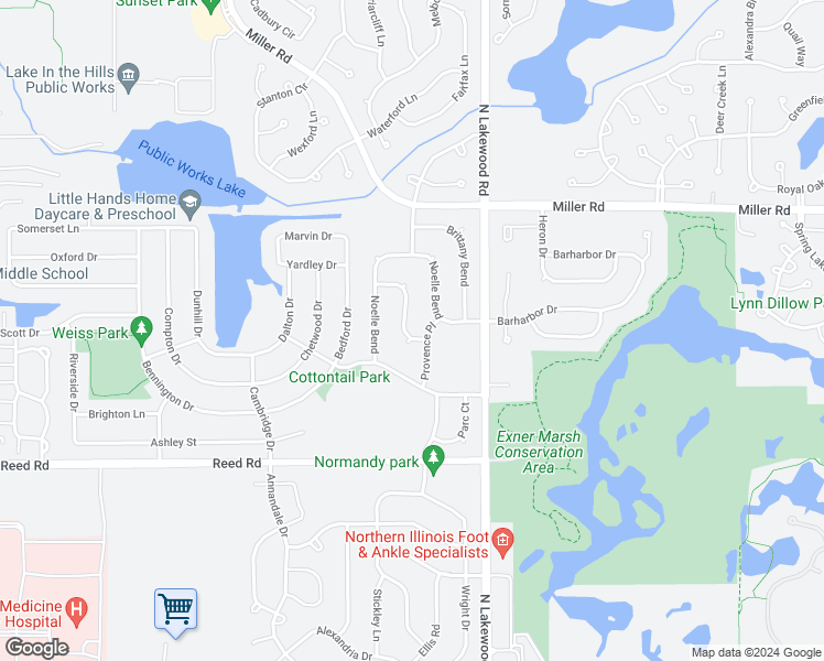 map of restaurants, bars, coffee shops, grocery stores, and more near 840 Taralon Trail in Lake in the Hills