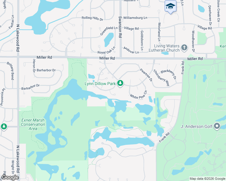 map of restaurants, bars, coffee shops, grocery stores, and more near 18 Larkspur Court in Lake in the Hills