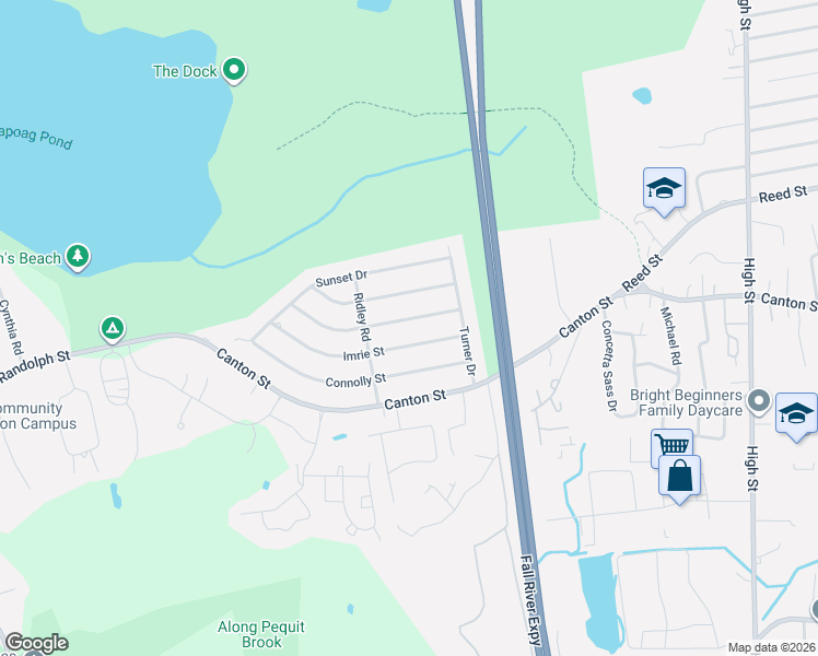 map of restaurants, bars, coffee shops, grocery stores, and more near 10 Barry Street in Randolph