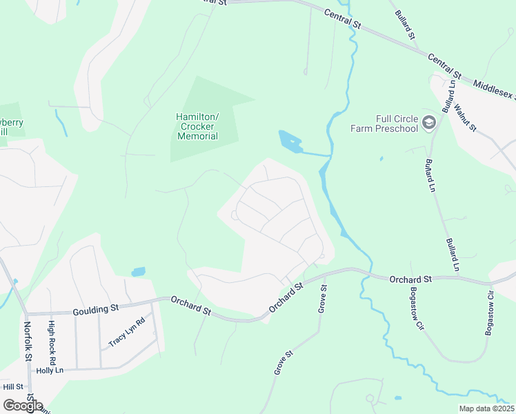 map of restaurants, bars, coffee shops, grocery stores, and more near Hattie Lane in Millis