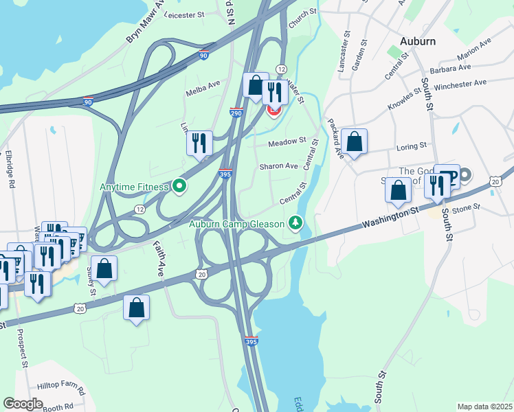 map of restaurants, bars, coffee shops, grocery stores, and more near 10 Prentice Avenue in Auburn