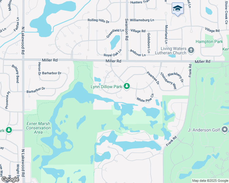 map of restaurants, bars, coffee shops, grocery stores, and more near 19 Redbud Court in Lake in the Hills