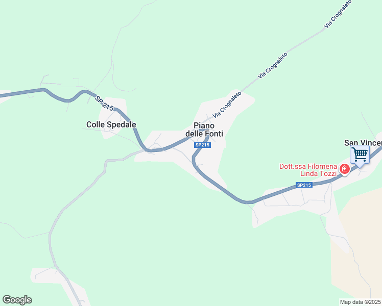 map of restaurants, bars, coffee shops, grocery stores, and more near 2 Strada Provinciale 215 in Piano delle Fonti