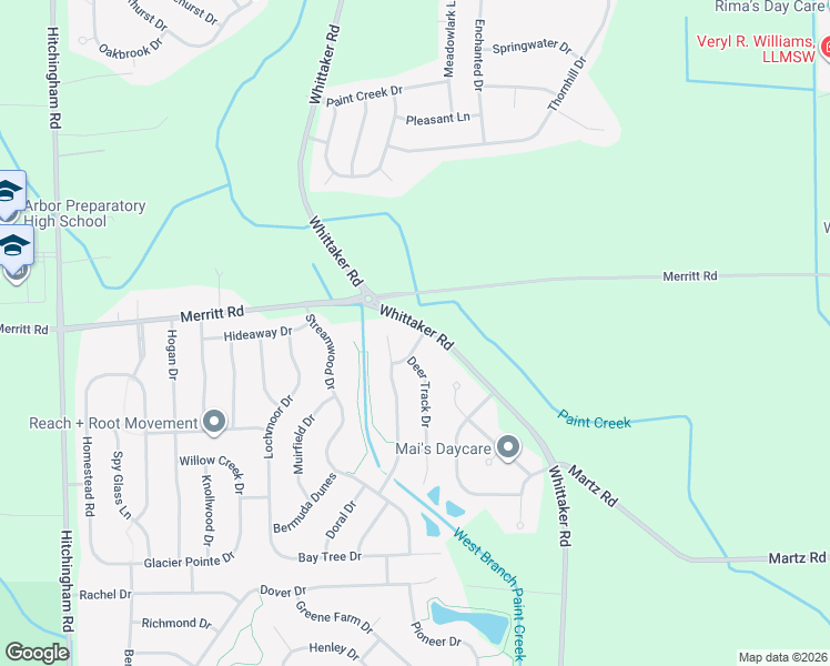 map of restaurants, bars, coffee shops, grocery stores, and more near 7347 Sea Mist Drive in Ypsilanti