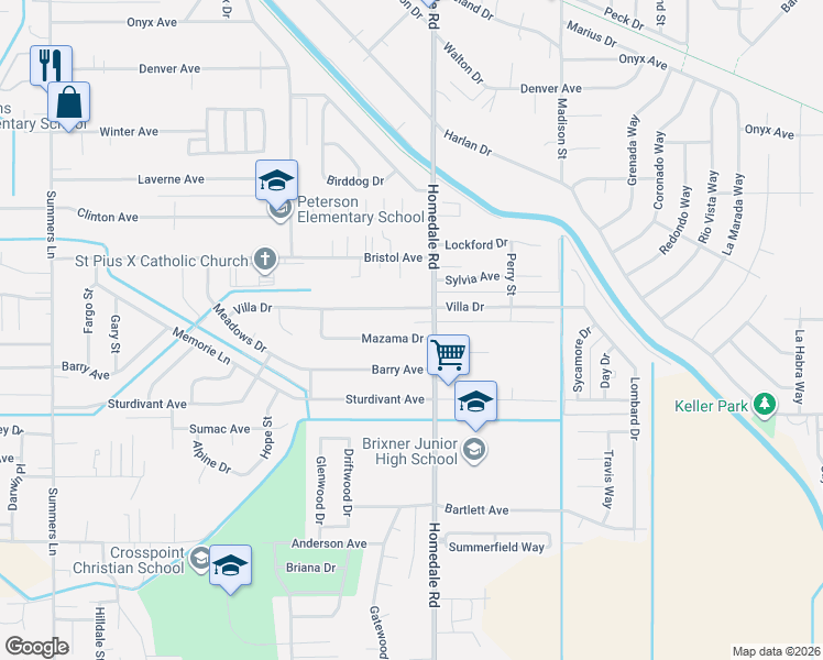 map of restaurants, bars, coffee shops, grocery stores, and more near 5313 Mazama Drive in Klamath Falls