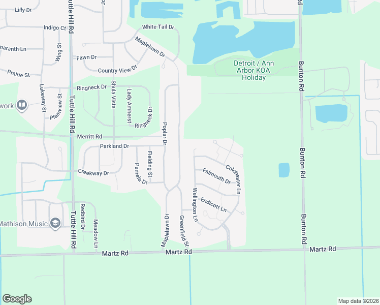map of restaurants, bars, coffee shops, grocery stores, and more near 7038 Wellington Lane in Ypsilanti