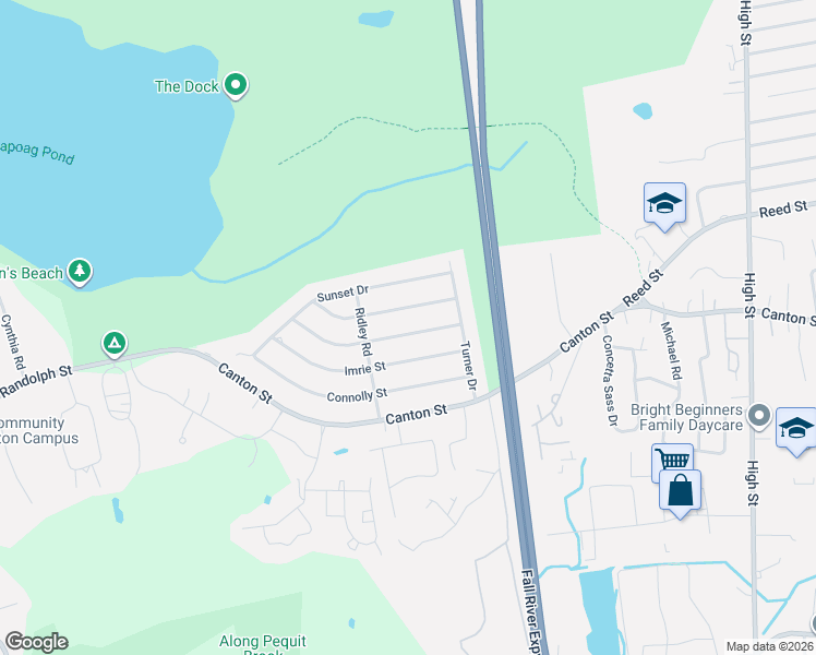 map of restaurants, bars, coffee shops, grocery stores, and more near 10 Barry Street in Randolph