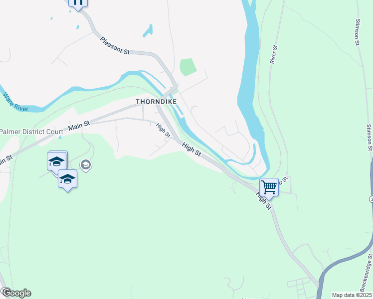 map of restaurants, bars, coffee shops, grocery stores, and more near 4199 High Street in Palmer