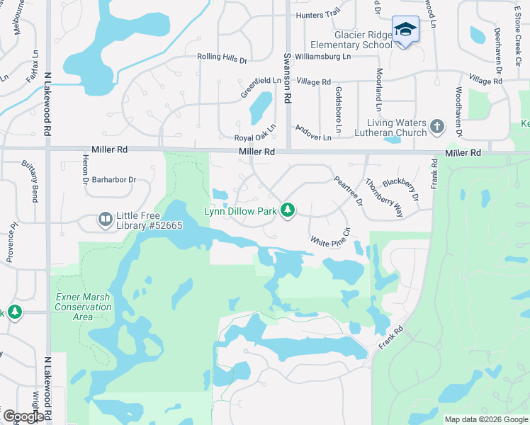 map of restaurants, bars, coffee shops, grocery stores, and more near 19 Redbud Court in Lake in the Hills