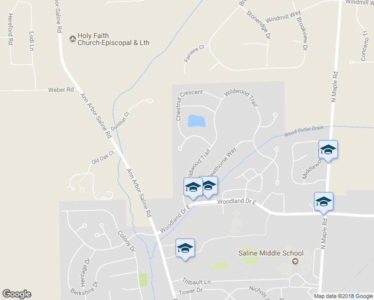 map of restaurants, bars, coffee shops, grocery stores, and more near 547 Rosebud Court in Saline