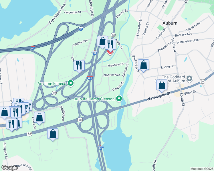 map of restaurants, bars, coffee shops, grocery stores, and more near 10 Prentice Avenue in Auburn