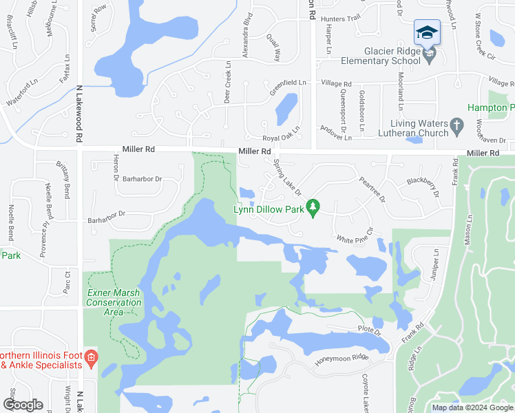 map of restaurants, bars, coffee shops, grocery stores, and more near 6 Hollyhock Court in Lake in the Hills