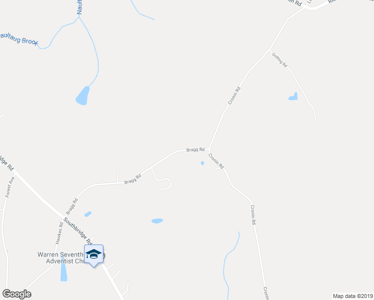 map of restaurants, bars, coffee shops, grocery stores, and more near 345 Bragg Road in West Brookfield