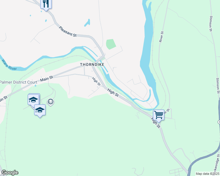 map of restaurants, bars, coffee shops, grocery stores, and more near 4199 High Street in Palmer