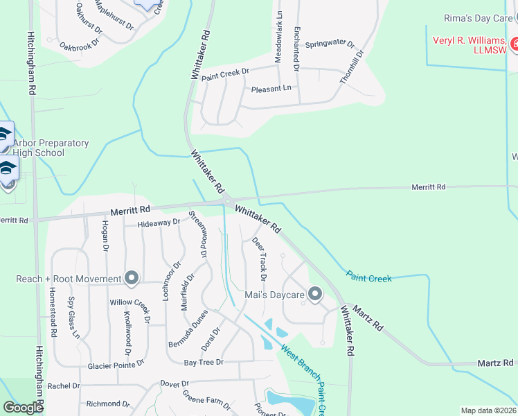 map of restaurants, bars, coffee shops, grocery stores, and more near 7347 Sea Mist Drive in Ypsilanti