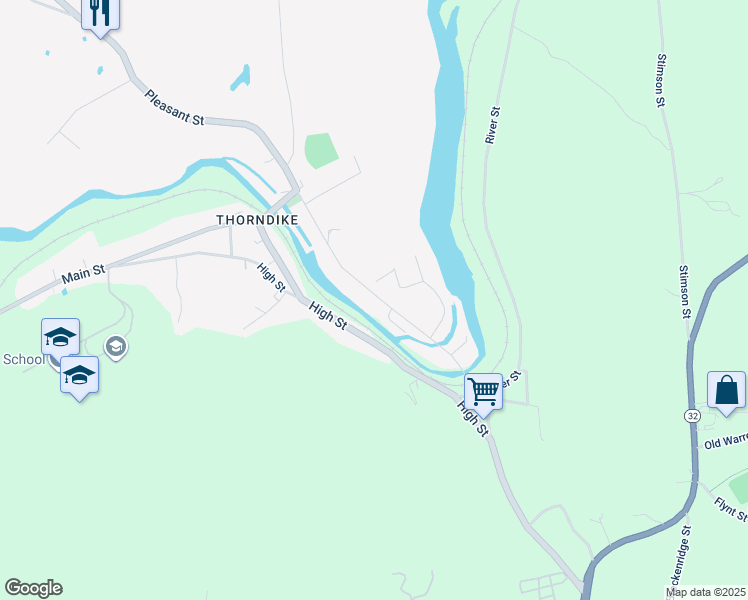 map of restaurants, bars, coffee shops, grocery stores, and more near 4129 Church Street in Palmer