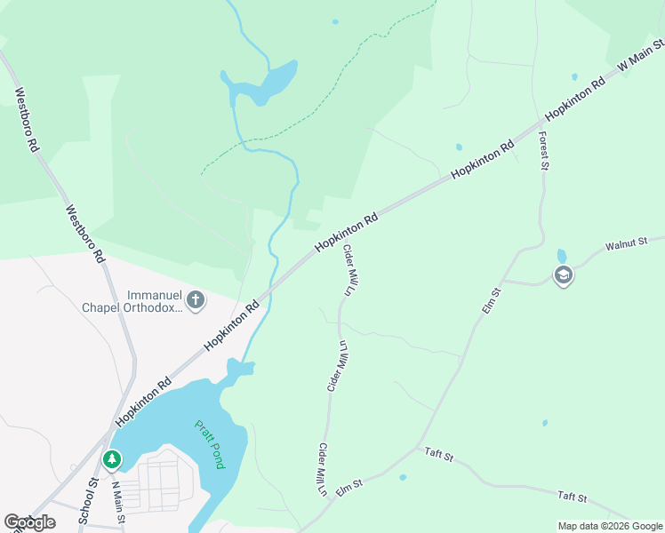 map of restaurants, bars, coffee shops, grocery stores, and more near 1 Cider Mill Lane in Upton