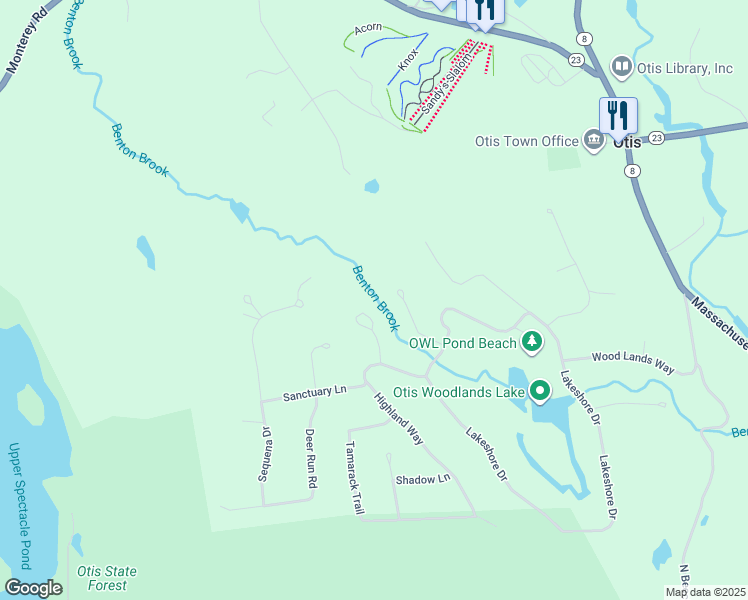 map of restaurants, bars, coffee shops, grocery stores, and more near 178 South Lake Avenue in Otis