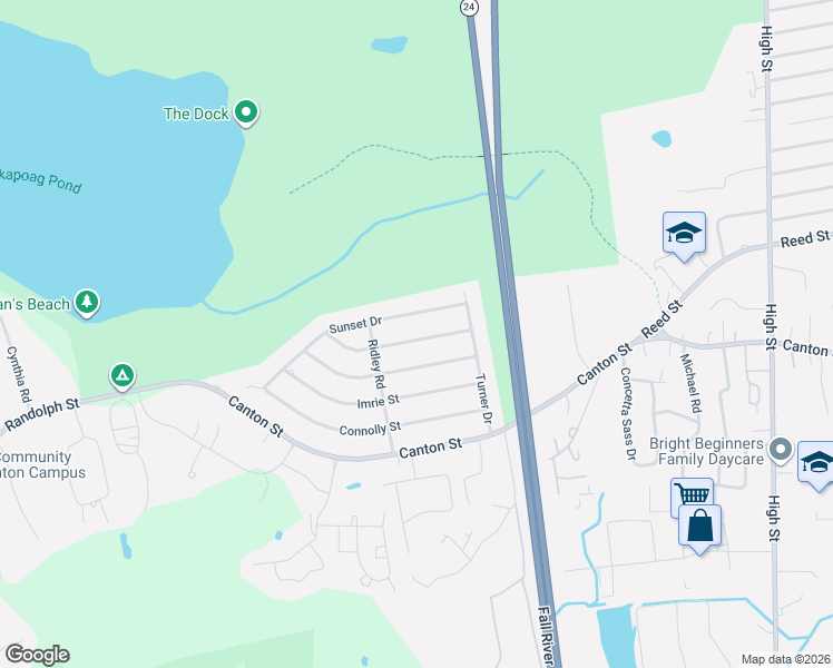 map of restaurants, bars, coffee shops, grocery stores, and more near 10 Barry Street in Randolph