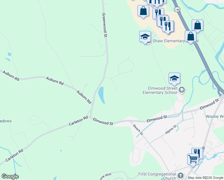 map of restaurants, bars, coffee shops, grocery stores, and more near 12 Cyndy Lane in Millbury