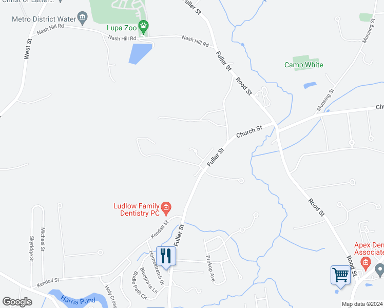 map of restaurants, bars, coffee shops, grocery stores, and more near 353 Fuller Street in Ludlow