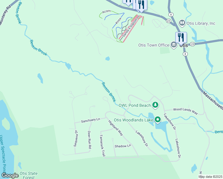 map of restaurants, bars, coffee shops, grocery stores, and more near 178 South Lake Avenue in Otis