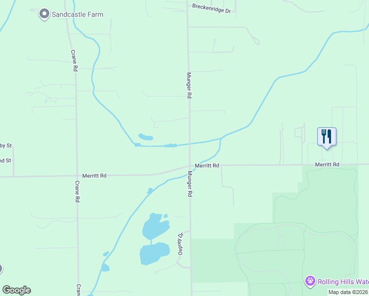 map of restaurants, bars, coffee shops, grocery stores, and more near 6939 Munger Road in Ypsilanti