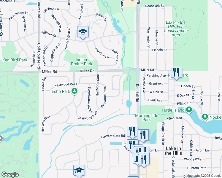 map of restaurants, bars, coffee shops, grocery stores, and more near 161 Northlight Passe in Lake in the Hills