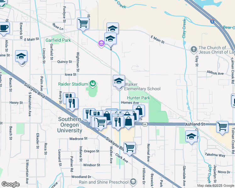 map of restaurants, bars, coffee shops, grocery stores, and more near 364 Walker Avenue in Ashland