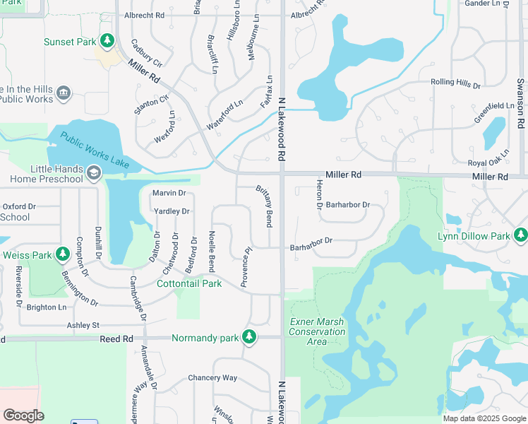 map of restaurants, bars, coffee shops, grocery stores, and more near 1060 Brittany Bend in Lake in the Hills