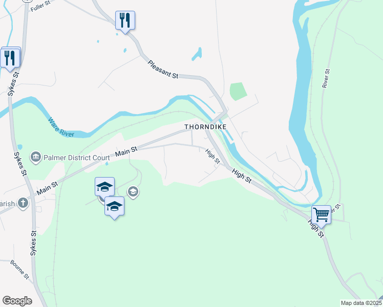 map of restaurants, bars, coffee shops, grocery stores, and more near 4115-4117 High Street in Palmer