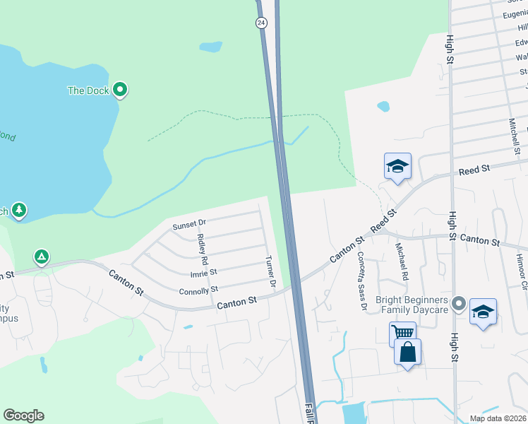 map of restaurants, bars, coffee shops, grocery stores, and more near 1 Sunset Drive in Randolph
