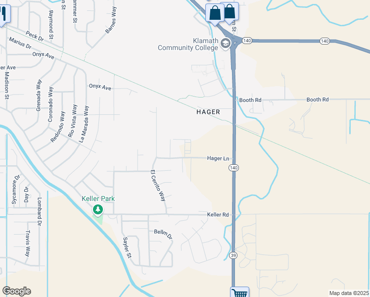 map of restaurants, bars, coffee shops, grocery stores, and more near 4261 Mels Place in Klamath Falls