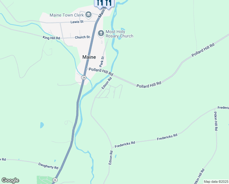 map of restaurants, bars, coffee shops, grocery stores, and more near Hickory Lane in Endicott