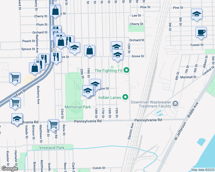 map of restaurants, bars, coffee shops, grocery stores, and more near 4300 16th St in Wyandotte