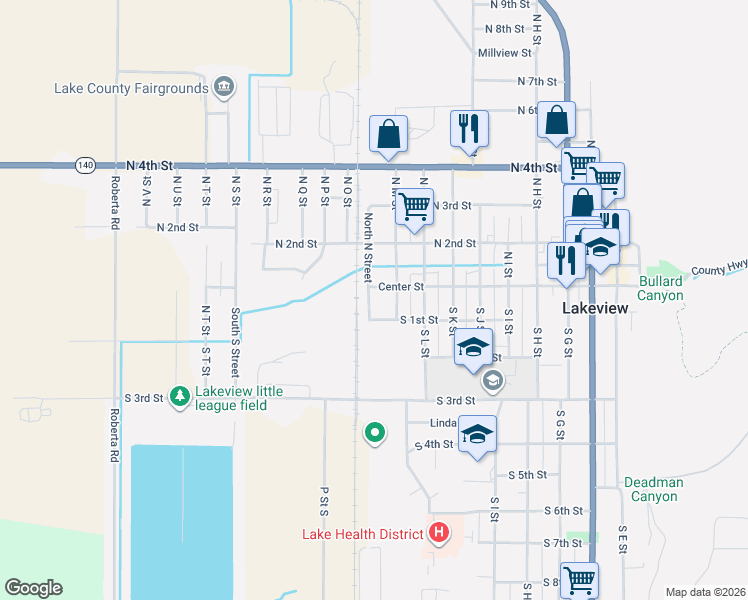 map of restaurants, bars, coffee shops, grocery stores, and more near 9 South N Street in Lakeview