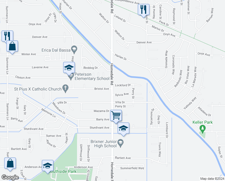 map of restaurants, bars, coffee shops, grocery stores, and more near 4115 Homedale Road in Klamath Falls